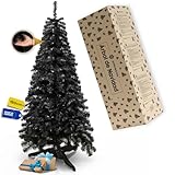 Árbol de Navidad artificial SPRINGOS de 180 cm – Abeto negro Premium Deluxe, denso y realista como el natural, incluye soporte estable y cartón, árbol de Navidad artificial moderno para decoración