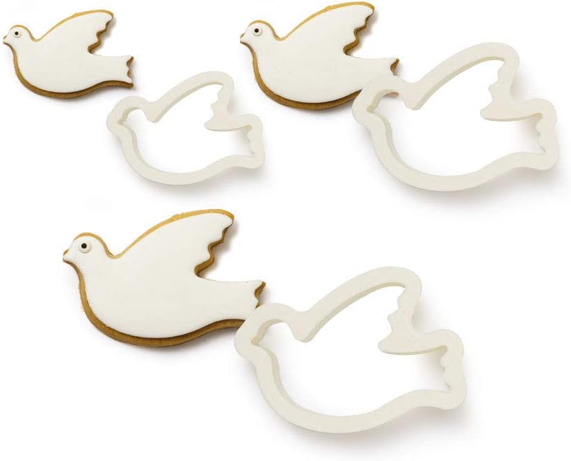 DECORA 3 Doves Plastic Cookie Cutters Kit, White, 10 x 6 x 2 cm