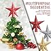 Hiboom 12 Pcs Mini Christmas Tree Topper 4 Inch Glitter Star Treetop Small Christmas Tree Topper Star Mini XmasTree Ornaments Bulk Decorative for Crafts Home Xmas Holiday Party (Silver Red Gold)