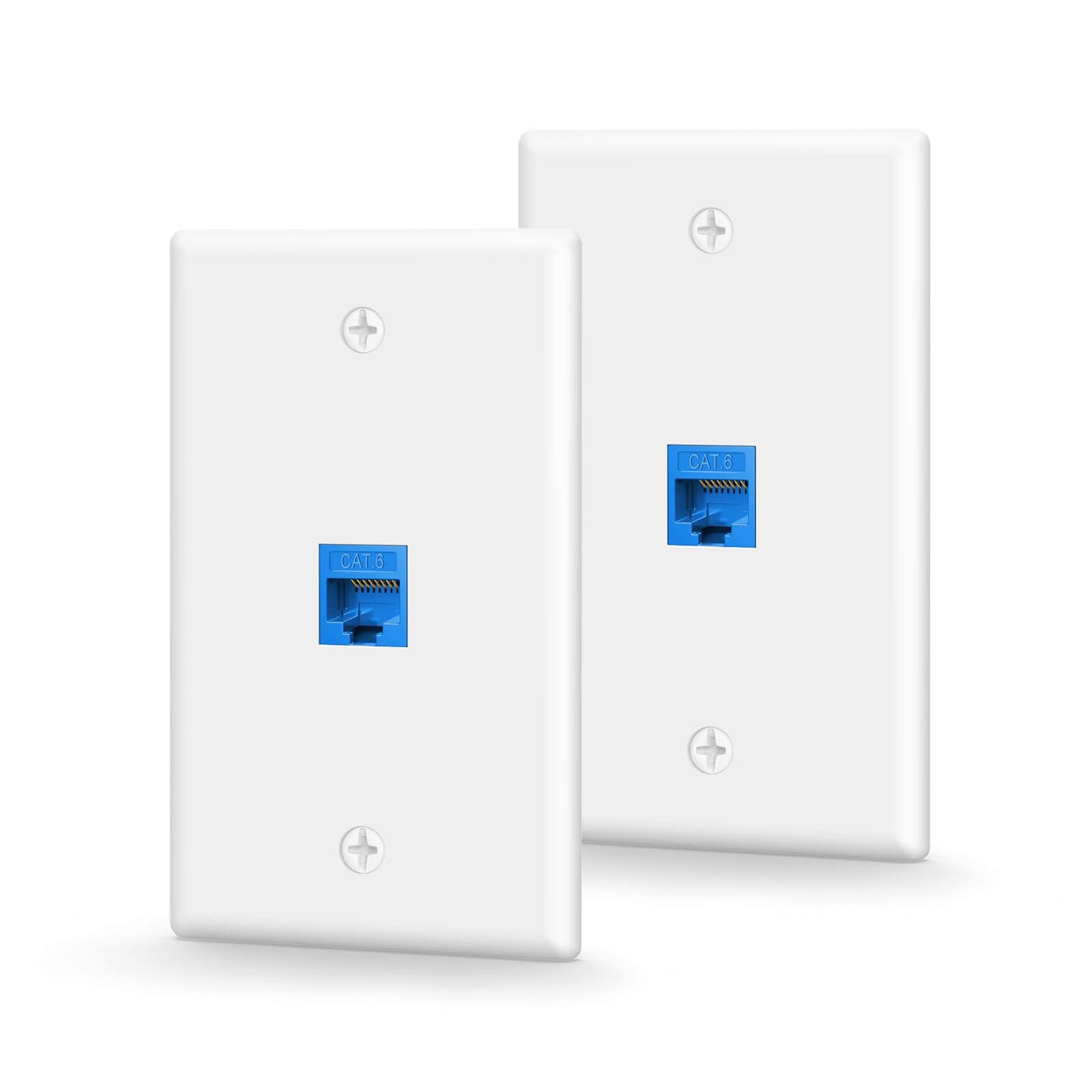VCE Ethernet Wall Plate (UL Listed), 1-Port Keystone Jack Wall Plate with RJ45 Keystone Inline Coupler Insert, Cat6 Female to Female Keystone Wall Connector, Blue (2 Pack)-picture-13
