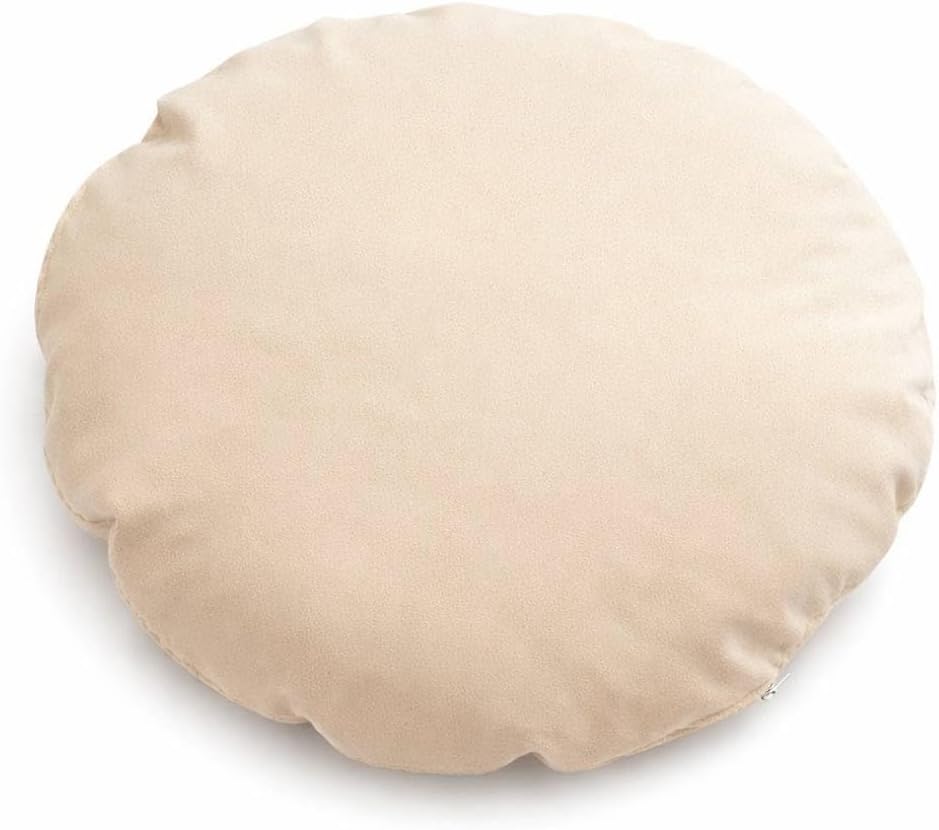 Round Dog Bed Cover – 100% Natural Cotton Canvas, Removable Washable Cover with YKK Zipper, Replacement Cover Only (Insert Not Included), Multiple Sizes (Beige, 28")