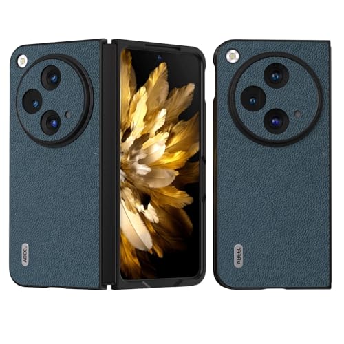 Coque pour OnePlus Open étui rigide PC et cuir véritable de couleur verte