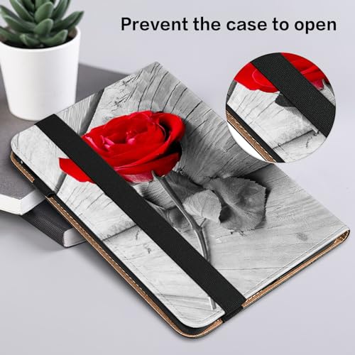 KEFBWAO Case for Samsung Galaxy Tab S10 Lite/ S10 FE/ S9 FE 5G 10.9 Inch/Tab S9 11 Inch with Pencil Holder, Cute Unique Design Flip Wallet Leather Shockproof Tablet Cover, Red Rose by KEFBWAO - Image 6