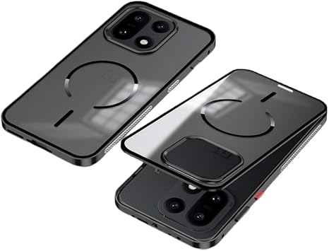 OnePlus 15 Metal Bumper Wireless Charging Back Case Heat Dissipation Drop Protection Spring Lock Aluminum Frame Matte Translucent Back Panel Metal Cover OP15-WX-51127 Black