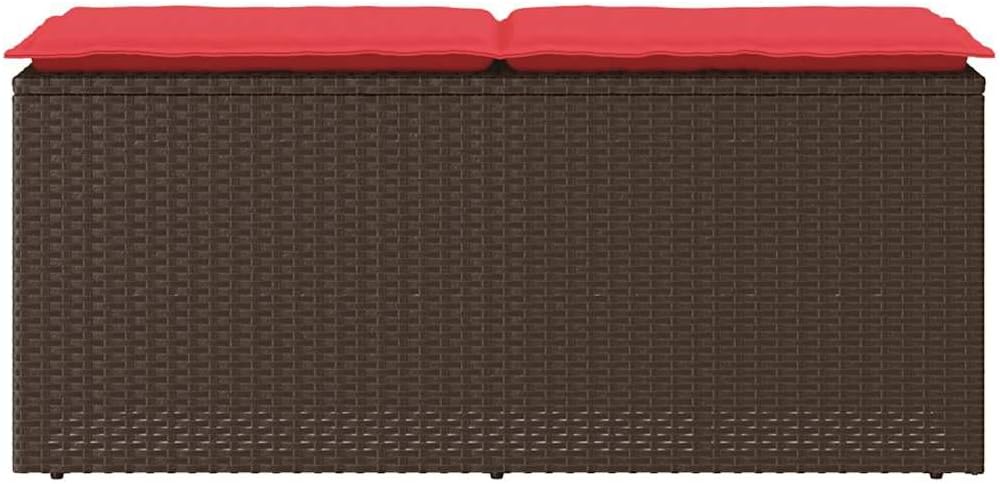 Patio Bench with Cushion Brown 43.3"x15.7"x17.3" Poly Rattan,Durable Poly Rattan Outdoor Bench with Comfortable Cushion, WeatherProof & UVResistant Design for Garden or Patio Patio Furniture