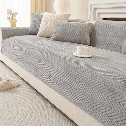 Genérico Universal Invierno Funda de Sofá,Funda de Sofá Cubierta De Sofa en Forma de L Protección Fundas de Sofás Lavable for Mascotas,Light Grey,60x60cm