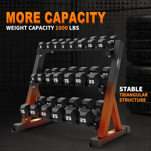 Image of Leikefitness Dumbbell Rack 3 Tier Heavy Weight Organizer Dumbbell Storage Stand Holder 1100lbs Capacity Quick Assembly Dumbbell Weight Storage Rack For Home Gym, Black (Rack Only)
