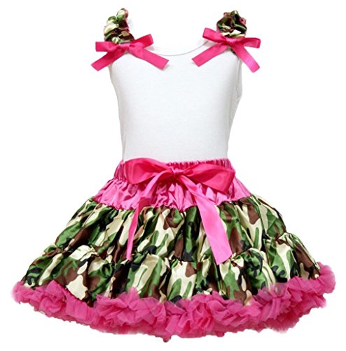 T-shirt blanc bébé fille ensemble jupe camouflage ruban vêtement enfant 1-8y