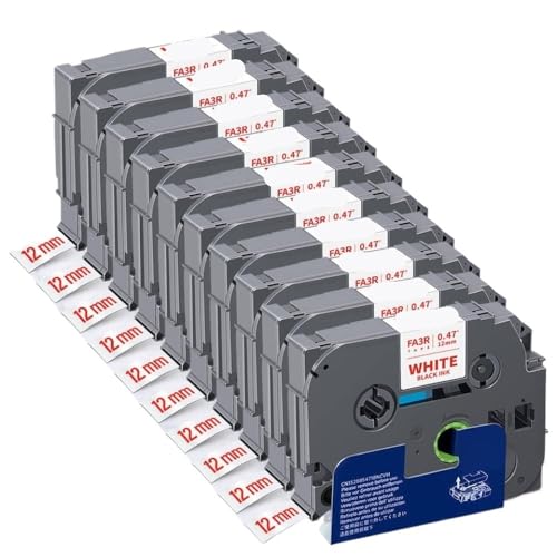 12mm�t�@�u���b�N���x��3/10pk TZEFA3 FA3R FA231���x���̃e�[�v�S�́AH110���x�����[�J�[�ƈꏏ�ɍ�i(10PK Red on White)