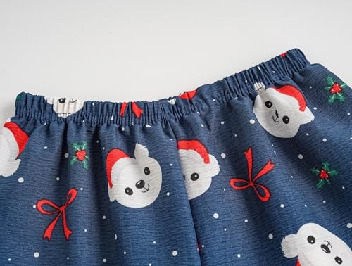 Image of Hupohoi Big Girls Button Down Pajama Set 3pcs Short Sleeve Long Pants with Shorts Crepe Wrinkled Fabric Sleepwear Nighty