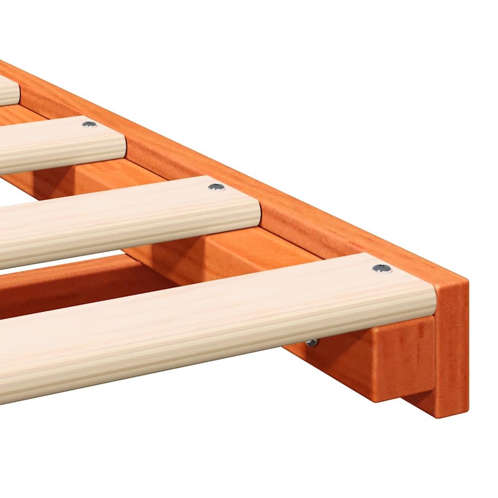 vidaXL Estructura de Cama Marrón Cera 100 x 200 cm, Cama Moderna y estilosa, Marco de Madera sólida, Ahorro de Espacio, Muebles Minimalistas para Adultos