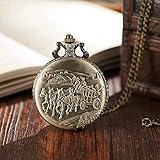 Épaisseur : environ 1,5 cm WDWDW Montre de Poche Antique en Bronze gravée avec Wagon de Train, Montre de Poche avec chaîne et Collier pour Homme, Montre à Bascule, Horloge, Cadeaux pour Hommes et Femmes