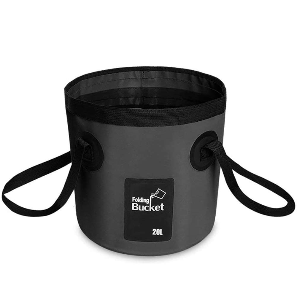 WINZSC Convenient Portable Travel Folding Waterproof Bag - 20L, Black (Bucket, Collapsible)
