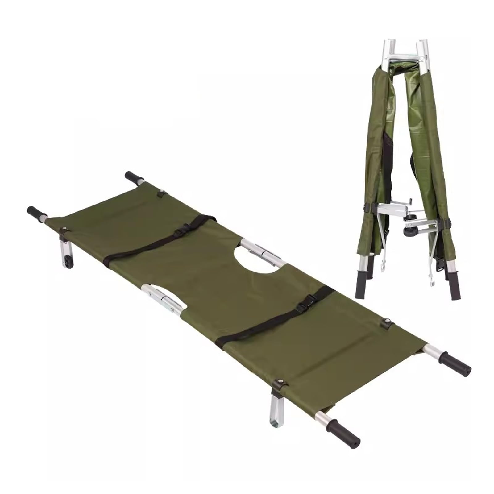 YNIYUJKL Stretcher Portable Folding, Folding Stretcher For Medical Emergency, Simple Ambulance Stretcher, Lightweight Fire Emergency Medical Flat Folding Stretcher,Army Green-A