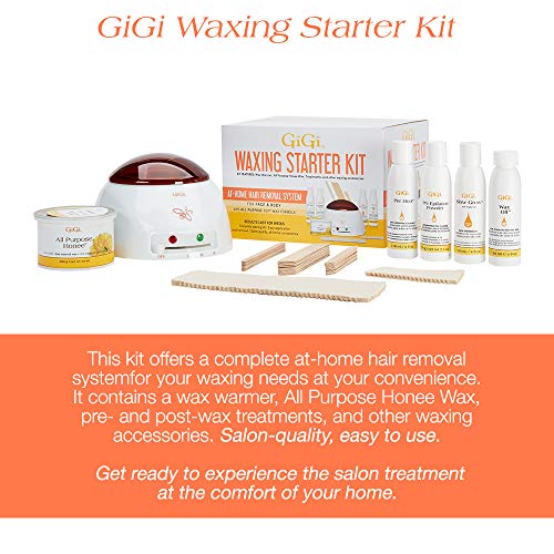 Image of GiGi Waxing Starter Kit - At-Home Hair Removal Kit for Face & Body, Soft Wax Warmer, Pre & Post Waxing Care