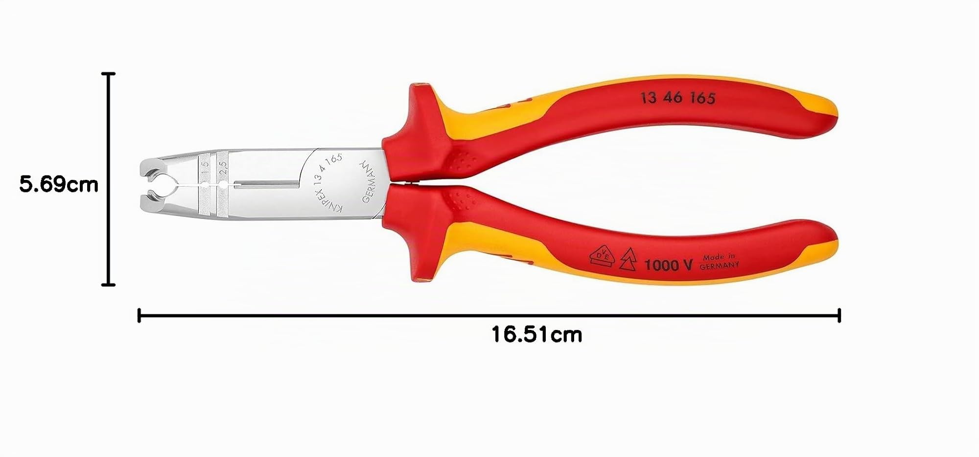 Knipex Pince à dégainer chromée isolées par gaines bi-matière, 13 46 165 | certifiées VDE 165 mm