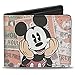 Buckle-Down - Portafoglio Bi-Fold - Classico Mickey Seduto Pose Close-up Stacked Comics Mens Dimensione predefinita