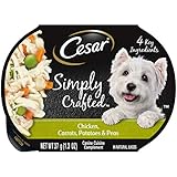 CESAR SIMPLY CRAFTED Adult Soft Wet Dog Food Meal Topper, Chicken, Carrots, Potato & Peas, (10) 1.3...