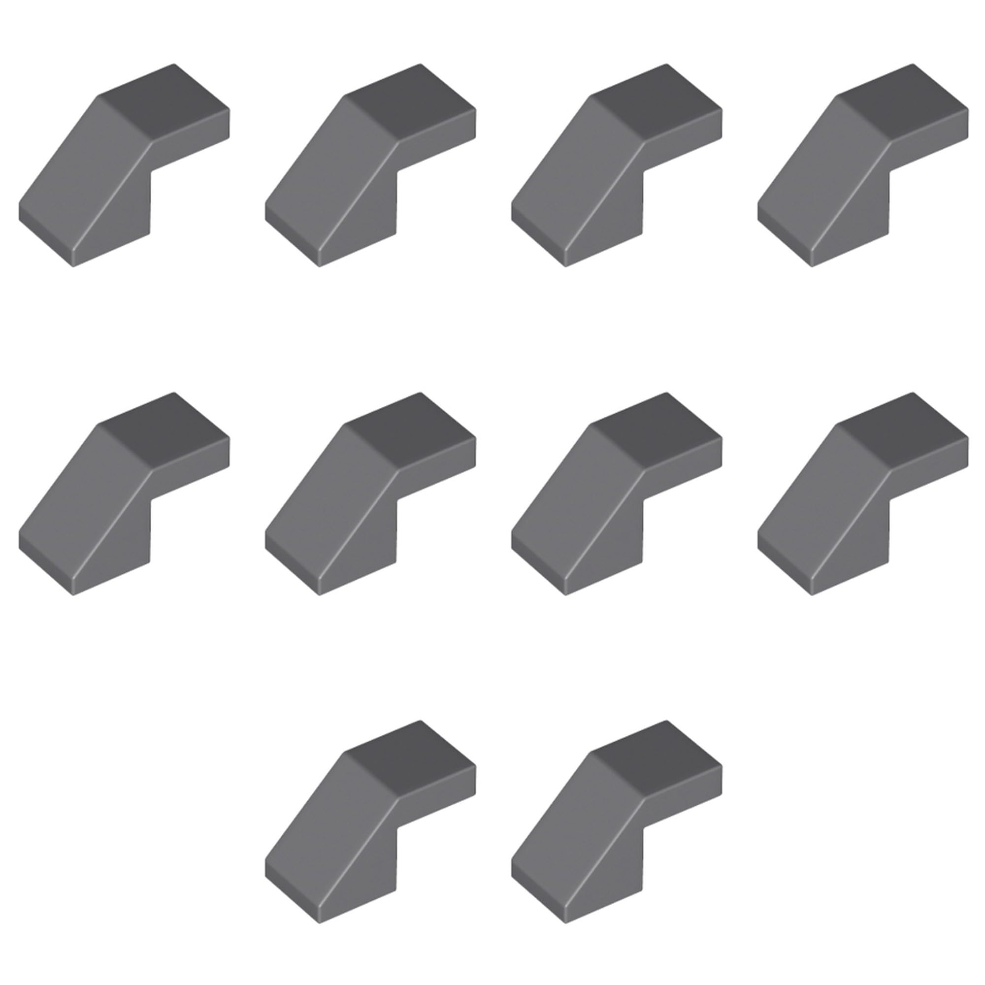 LEGO Slope 45 2 x 1 with Cutout without Stud, Part 28192 (Dark Bluish Gray, 10, Bricks)