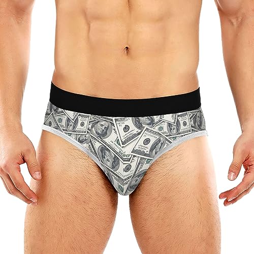 JHKKU Men's Underwear Briefs Money Hundred Dollar Bill Comfort Soft