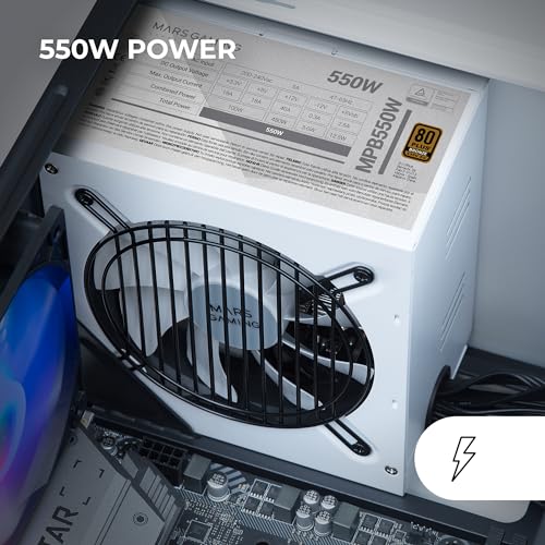 MPB550, Alimentatore PC 550W ATX, 6 Anni di Garanzia, 80Plus Bronze 230V EU, 90% Efficienza, Ventola FDB 120mm con Tecnologia AI-RPM e Sistema Antivibrazione, Bianco - Alimentatore - Immagine 1