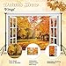 Fall Window Backdrop Autumn Maple Leaf Forest Natural Scenery Photography Background Fall Autumn Harvest Thankgiving Family Birthday Party Supplies Studio Booth Props 7x5FT
