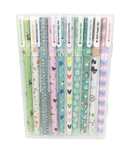Westeng, penne roller a sfera con gel colorato, penne per scrittura a tratto fine, inchiostro pigmentato con colori assortiti, 10 pezzi