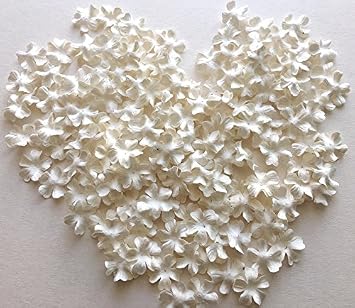 ICRAFY 150 pcs. White Tiny Die Cut Petal Flower Mulberry Paper Artificial Craft Embellishment 150 Pcs. Size 15 mm. White
