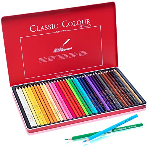 Set di 36 matite colorate professionali a olio, con scatola di latta, per adulti, artisti e principianti, per disegnare, schizzi, pittura, libri da colorare, articoli di cancelleria