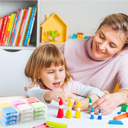 XTUDOU® 18 Stück Knetradiergummi, 3,5 X 4 X 1 Cm Radiergummi Knete, Mehrfarbig Knetradierer mit Transparenter Box, Knetgummi Radierer für KüNstler, Kinder, Malen, Schreiben, Skizzieren