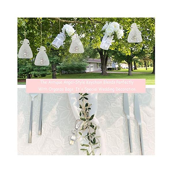 Heqishun 15 Piezas Llaveros y 15 Piezas Bolsa de Organza, Llaveros Listos para Regalar en Boda, Bautizo, Navidad y… - Imagen 4