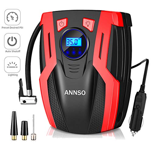 ANNSO Air Compressor Tire Inflator,Car Tire Pump Air Pump for Car Tires, 12v Digital Car Tire Inflator with Gauge LED Light,150 PSI Portable Air Compressor for Car Tires Other Inflatables