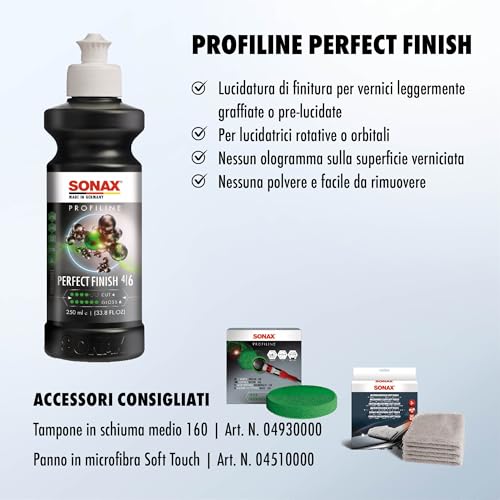Image of Sonax (224141) Profiline Perfect Finish - 250 ml | Removes scratches, sanded paint defects,paint runs, and water spots
