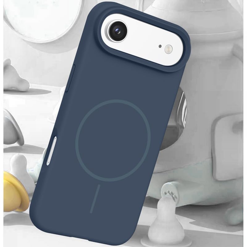 Image of LuxuryKase Silicone Magnetic Case for iPhone Air | Soft Microfiber Lining | MagSafe Support | Shockproof Protective Cover | Precise Cutouts | Slim Fit Design - Blue