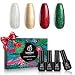 Beetles Gel Nail Polish Set New Year Gift Kit Glitter Gold Silver Dark Green Dark Red Soak Off UV Nail Lamp LED Cured, 5ml Each Bottle for Nail Salon Art Design Home Nail Manicure DIY