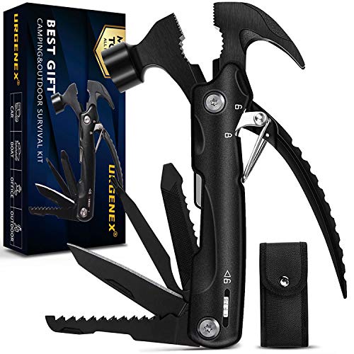 Multitool Camping Accessories Gifts for Men Dad Husband Boyfriend 12 in 1 Survival Gear and Equipment Mini Multitool Hammer Cool Gadgets Stocking Stuffers for Men URGENEX