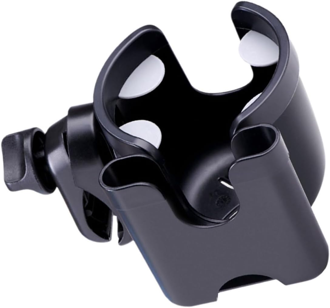 Lightweight Stroller Cup Holder with Phone Stand, Black Abs Bottle Rack for Stroller Cup Storage, Sturdy and Convenient for Cart Accessories