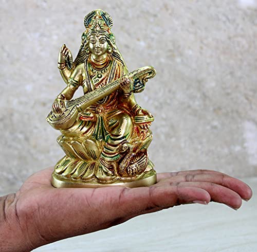 Estatua de Saraswati Maa de Bronce para Decoración miniatura 4