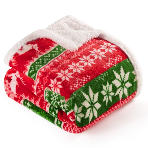 Touchat Red Sherpa Christmas Throw Blanket