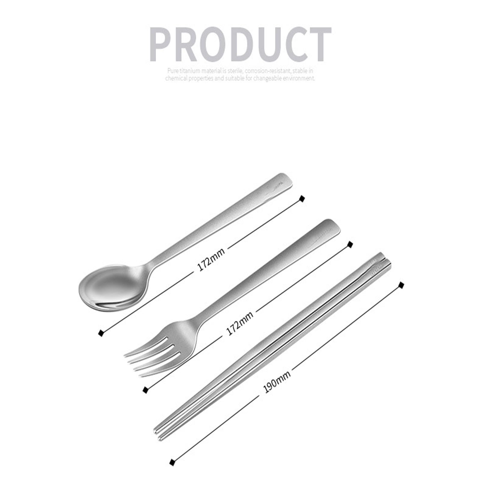 Utensilios de Viaje, Juego de Cubiertos de aleación de Titanio Puro de 4 Piezas, Cubiertos portátiles Reutilizables para Campamento, Incluye Tenedor, Cuchara, Palillos con Estuche