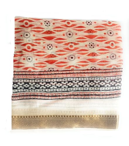 KGM tillbehör ny extra stor indisk bomull guld Lurex handblock tryckt sarong scarf sjal strandsjal pareo, Orange, XL