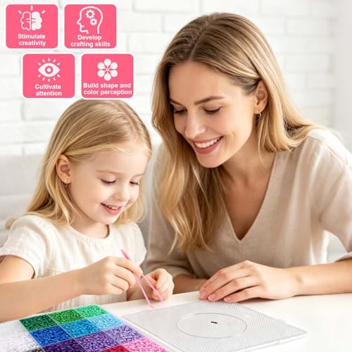 Goktvai 2.6mm Fuse Beads Kit, 9920pcs 24 Colors Melting Beads Set with Melty Pegboards Ironing Paper Tweezers Multiple Tools & Accessories DIY Art Craft Supplies & Birthday Holiday Party Gift by Goktvai - Used condition - Image 7