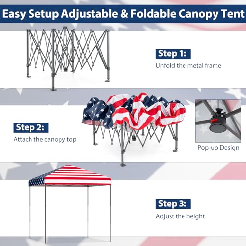 Image of Tangkula 6.6x6.6 Ft Pop Up Canopy, 1 Person Instant Setup Portable Canopy Tent with Center Lock, UPF 50+ Sun Protection, 8 Stakes, 4 Ropes, Carrying Bag