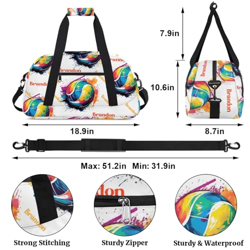 Personalized Duffle-Bag for-Girls-Boys Customized Sports-Bag Carry-On-Bag Gym-Travel-Bag Football-Bag Gymnastics-Bag Colored Basketball Brandon2