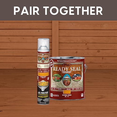 Image of Ready Seal Exterior Wood Stain | Turbo Spray System | Professional Grade Oil-Based Stain and Sealer in One | Ideal for Decks, Fences, Pergolas, Wood Siding & More | 24 Ounce | Natural Cedar