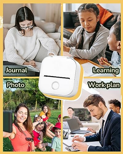 Image of Phomemo Mini Sticker Printer with 3 Rolls Paper, AI Smart APP Portable T02 Thermal Print Pods Mini Printer for Notes, Work Plan, Creative DIY, Birthday Fun Gift, Compatible with iOS & Android