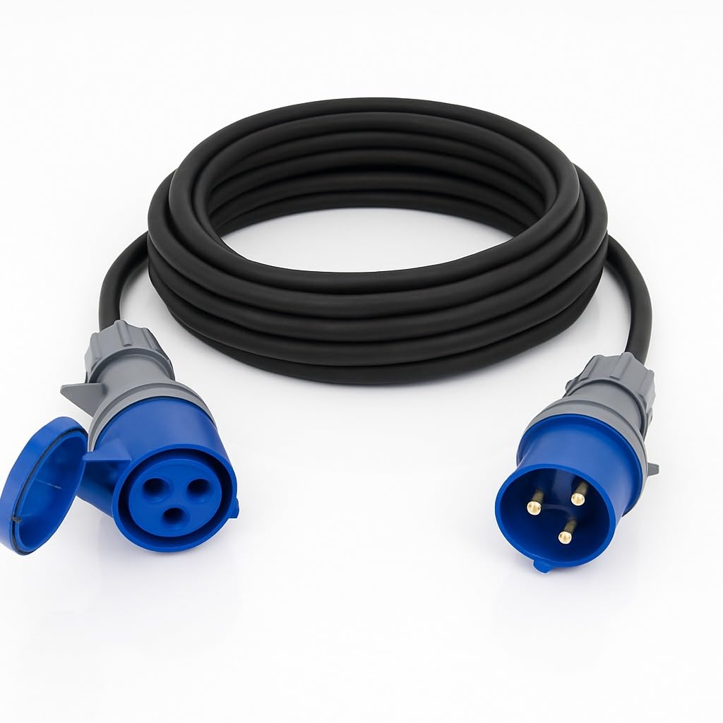 32A 3 Pin Single Phase Industrial Extension Lead 10m 230v H07RN-F Ultraflex Rubber Cable (10 Metre)