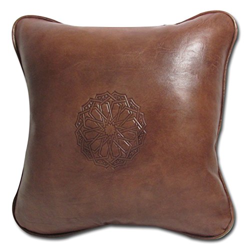 ALMADIH Lederkissen L mit Füllung braun 35x35 cm 100% traditionelle Handarbeit aus echtem Leder - Sofakissen Zierkissen orientalische Lounge Dekokissen Rückenkissen Vintage (Kissen L braun)