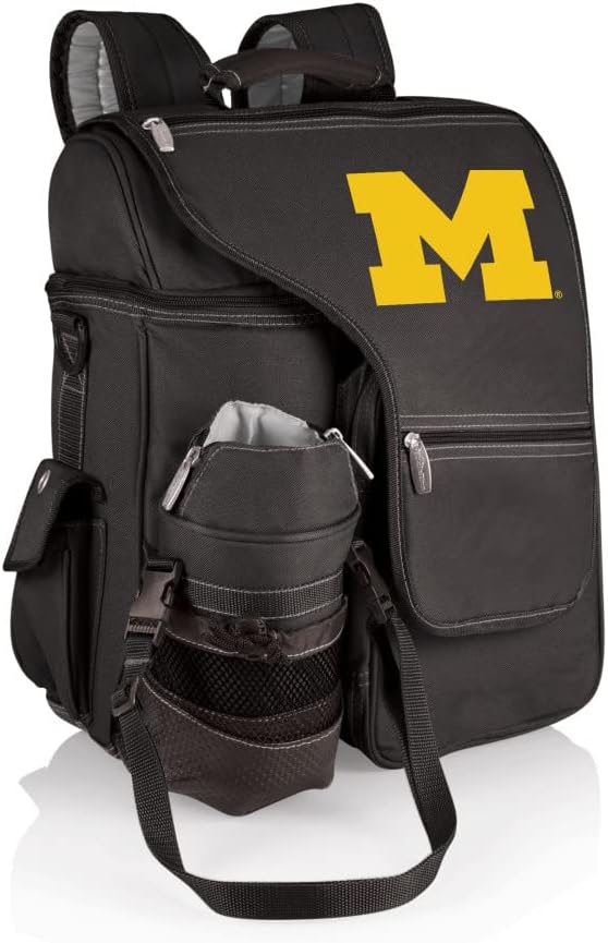 PICNIC TIME NCAA Michigan Wolverines Turismo Backpack Cooler with Water Bottle Carrier - Soft Cooler Backpack - Travel Cooler Bag