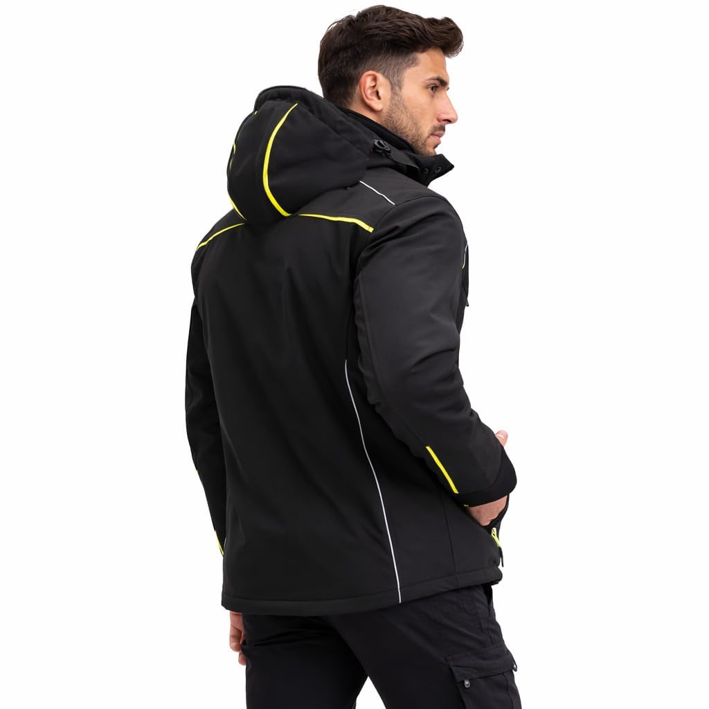 BWOLF CLIFF Giacca Softshell Foderata Giubbotto Uomo Invernale Giacca da Lavoro Uomo Cappotto Invernale da Lavoro Antivento e Impermeabile